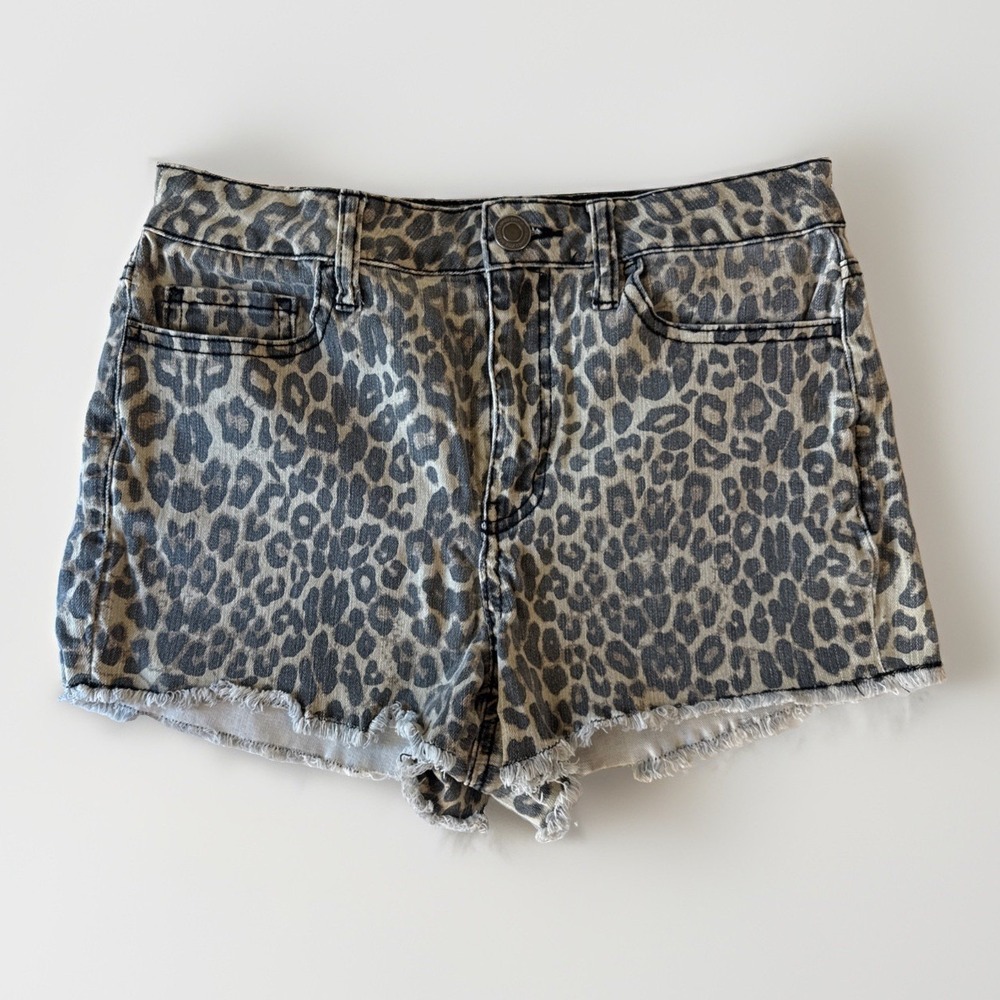 Mudd Women's Leopard Animal Print Denim Shorts Tag Size 9 Measures 28x2.5